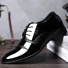 Новинка; классическая мужская обувь; Роскошная брендовая мужская обувь из лакированной кожи; Цвет Черный; Свадебная обувь; Туфли-оксфорды с острым носком; модная обувь; большие размеры