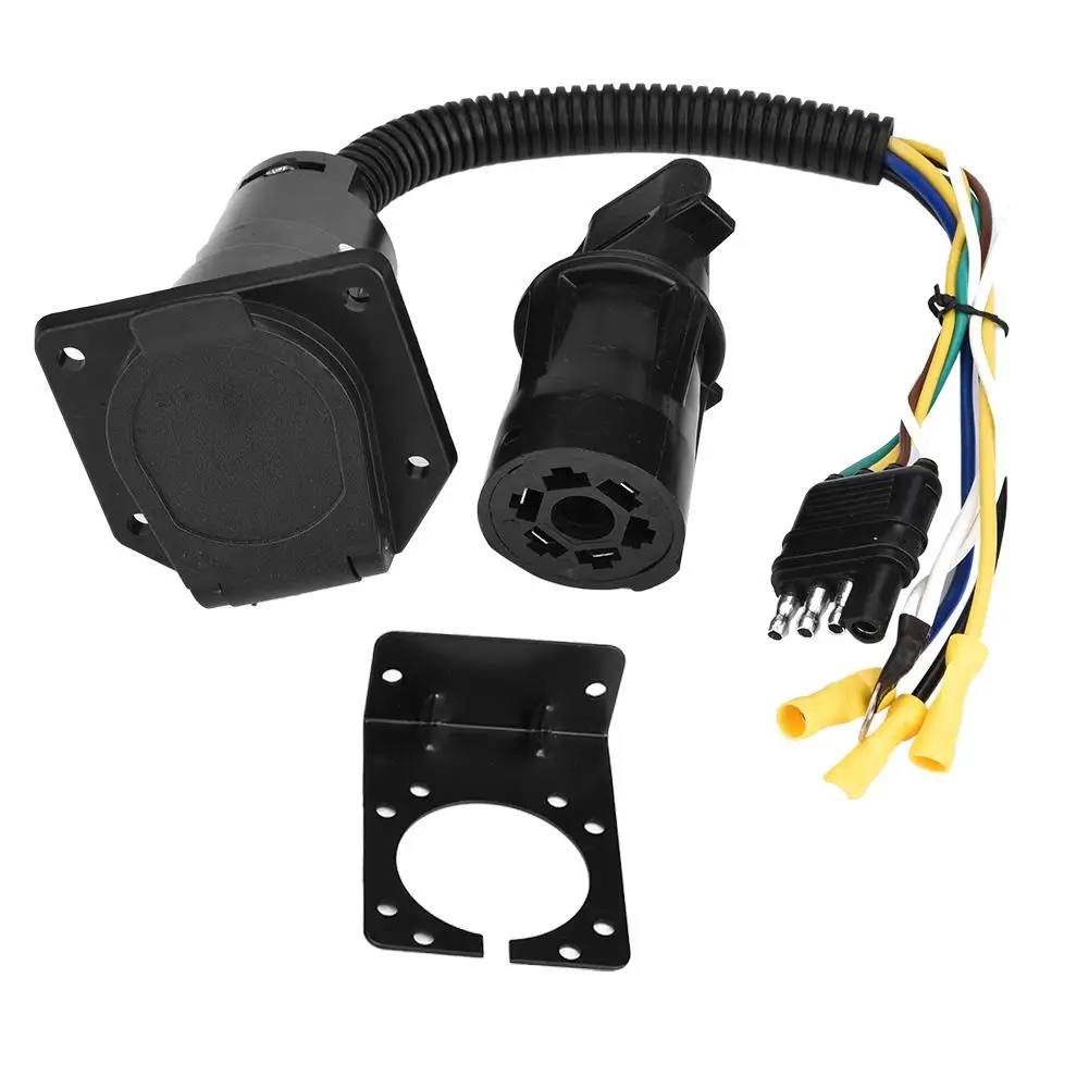 for Trailer Caravan 12V 4Pin to 7Pin Socket Adapter Plug Converter Connector Bracket accesorios automovil New | Автомобили и