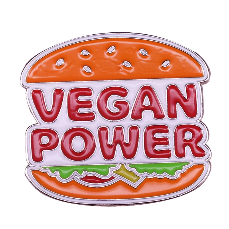 

Veggie burger lapel pin vegan power brooch retro fast food badge Nostalgia 80s foodie gift