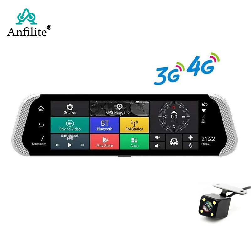Anfilite 4G Android 5 1 Dash камера 10 дюймов зеркало заднего вида gps навигация FHD 1080P