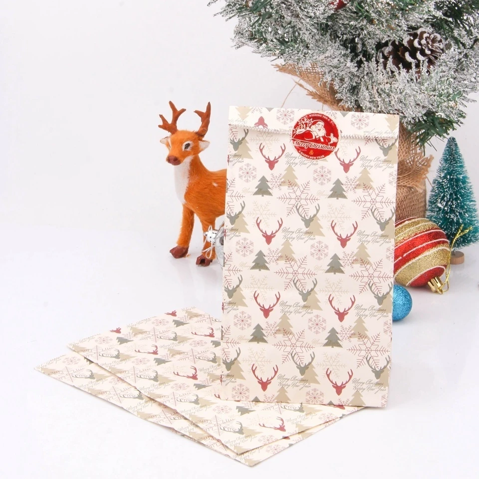 4 шт Счастливого Рождества смешанные типы упаковочные коробки для гостей Олень Снежинки конфеты подарочные пакеты с наклейками Рождественская вечеринка подарок декор