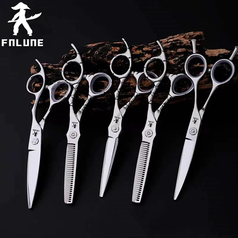 

FnLune 6.0 Inch 9Cr18MoV Professional Hair Salon Scissors Cut Barber Tools Haircut Thinning Warp Shear Hairdressing Scissors