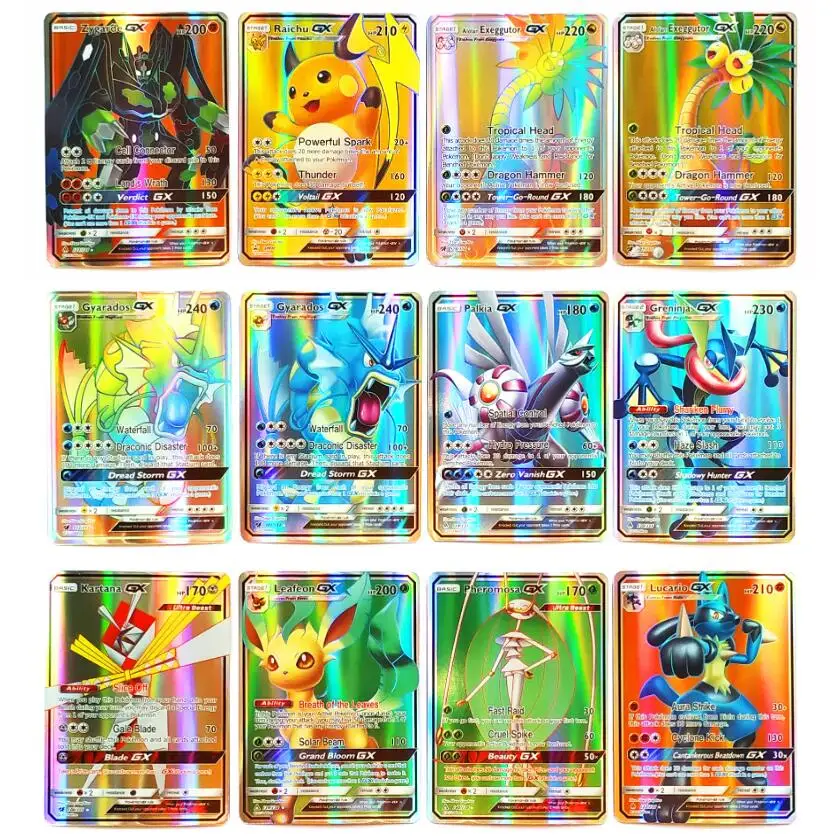 Блестящие игровые карты Pokemon GX Mega Trainer Аниме Battle Carte торговые игрушки Пикачу 200 шт. |