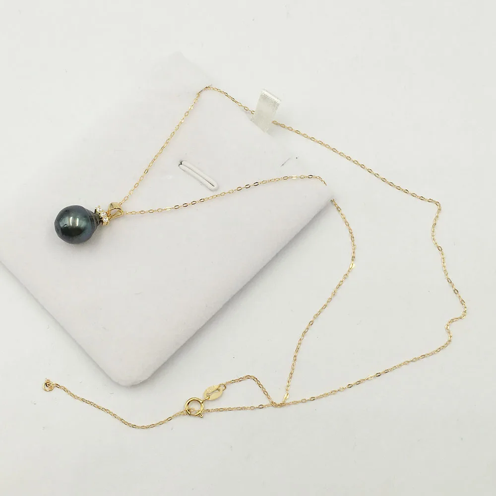 Pendant Necklace Silver Necklace nature Tahitian BLACK pearl with S925 silver chain 9-12 mm baroque 16 inch and 18 inch