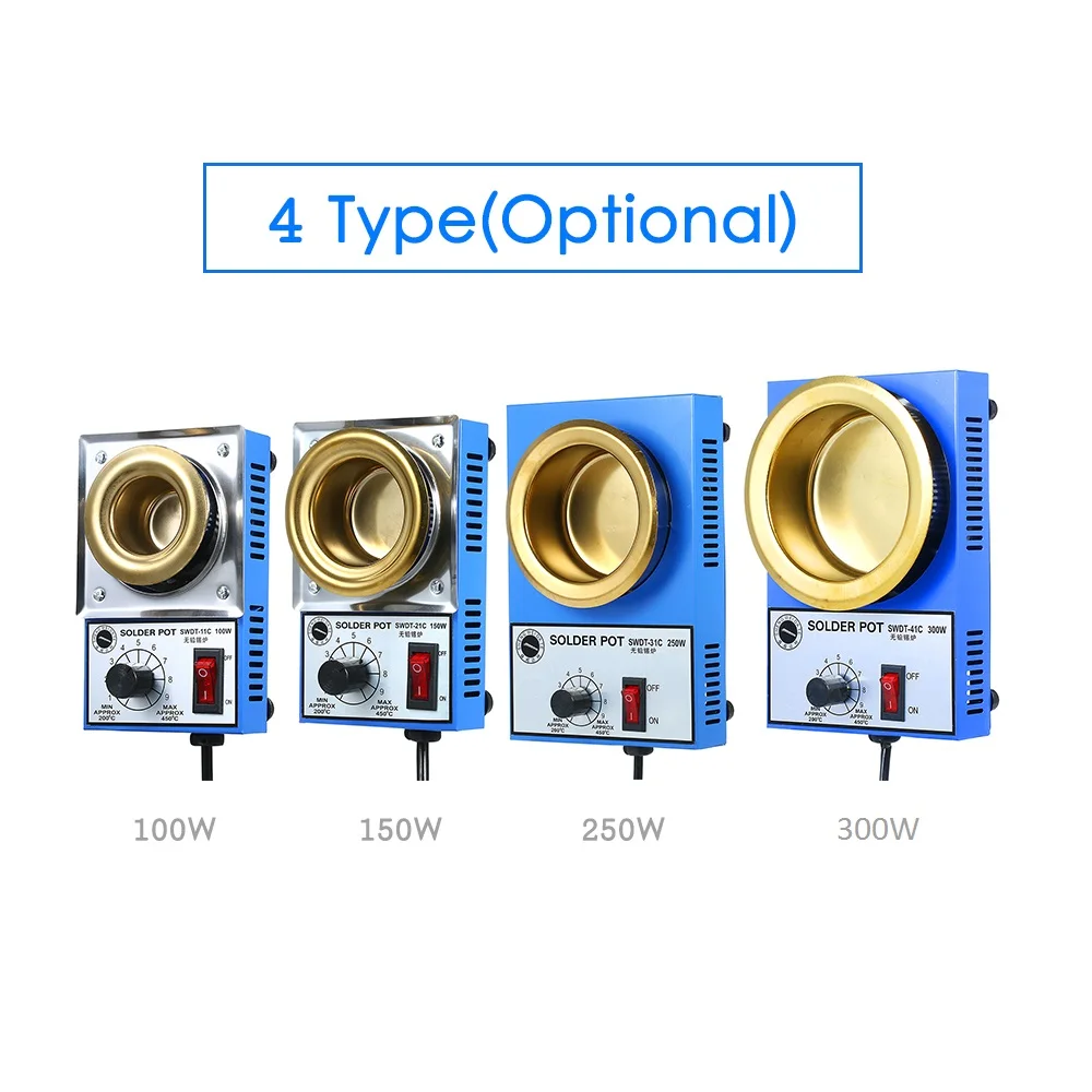 

SWDT-41C 100W/150W/250W/300W Mini Lead Free Soldering Pot Titanium Coating Stainless Steel Solder Pot Compact Temperature