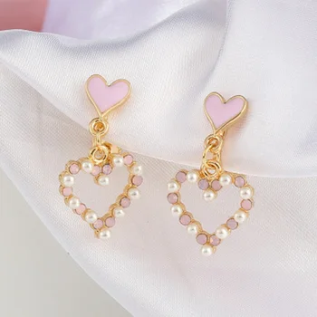 

Simple Heart Pearl Rhinestones clip Earrings For Women Fashion Statement Pearl Earrings Party ear clip Jewelry Trendy Accessorie