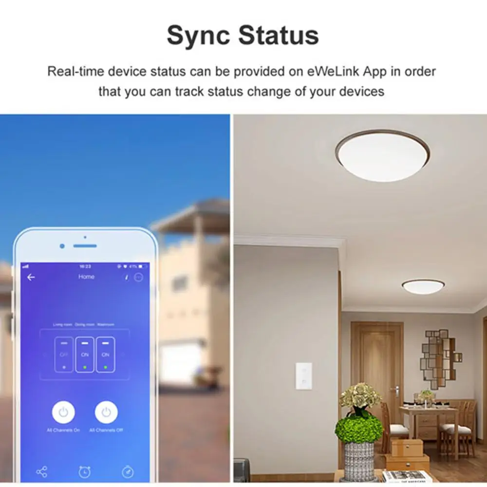  SONOFF T2US Wifi Smart Wall Touch Light Switch 1 2 3 Gang RF Wireless Smart Controller Works With G - 4000121994119