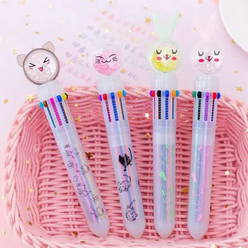 

1pcs Cute Cat Ten-color In 1 Ballpoint Pen Color Pen Multicolor Ball Pens Kids Gift School Office Supplies Stationery