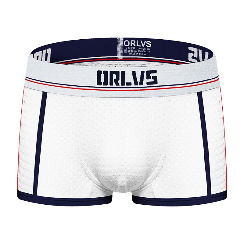 ORLVS Мужское нижнее белье мужчины боксеры cueca masculina удобные трусики дышащие мужские боксершорты сетчатые мужские брюки calzoncillo - Цвет: OR193-white