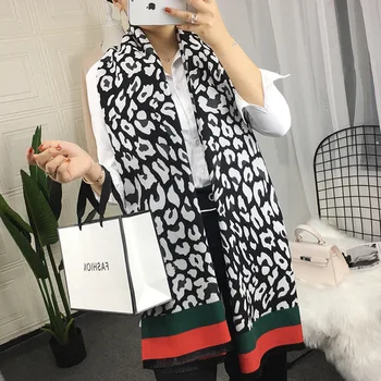 

Women Winter Scarf Cashmere 2020 Luxury Brand Leopard Scarves Pashmina Shawl Lady Wraps Thick Warm Female Bandana