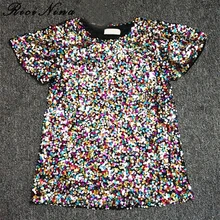 RICININA, женские футболки s, повседневные женские топы, короткий рукав, о-образный вырез, блестящая Рождественская футболка для женщин,, свободная футболка Femme