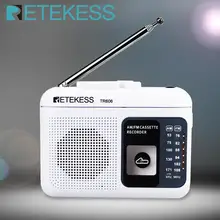 Retekess tr606 cassete reprodução de rádio fm/am gravador de voz de rádio portátil suporte embutido/gravação de microfone externo