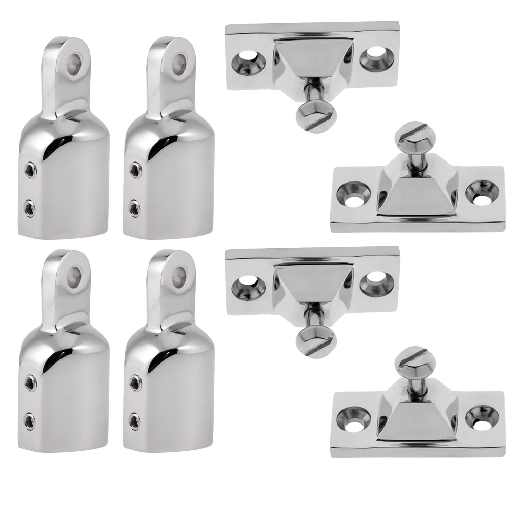 8x Solid Boat Bimini Top Cap External Pipe Eye End 25mm 1 inch Tube Deck Hinge - High Quality Canopy Hardware