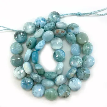 

10mm AA Natural Larimar Beads Blue Coin DIY Loose Stone Beads For Jewelry Making Beads Women Men Bracelet Necklace Gift