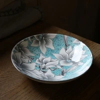 Deep Plate Керамическая подглазурная краска саржа Нескользящие цветы магнолии шаблон набор обеденных тарелок/стейк пластина/Западная пищевая пластина - Цвет: Deep Plate