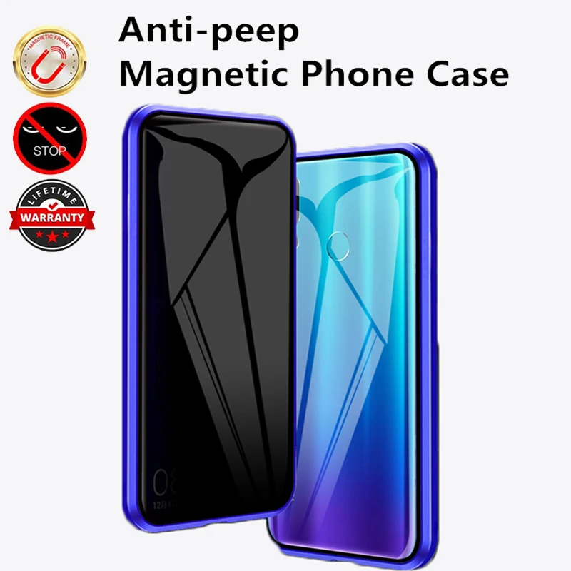 Магнитный металлический бампер чехлы для телефонов Redmi Note 7 Pro двухсторонние