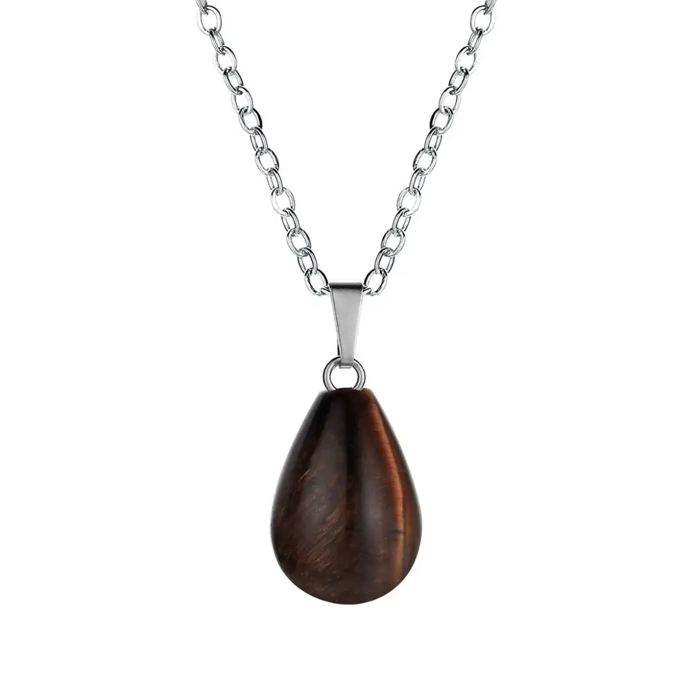 Tiger Eye ASHMITA для женщин натуральный камень капли воды кулон Круглый слеза подвески в виде Капли Ювелирные изделия ожерелье серьги для DIY изготовления - Окраска металла: Tiger Eye