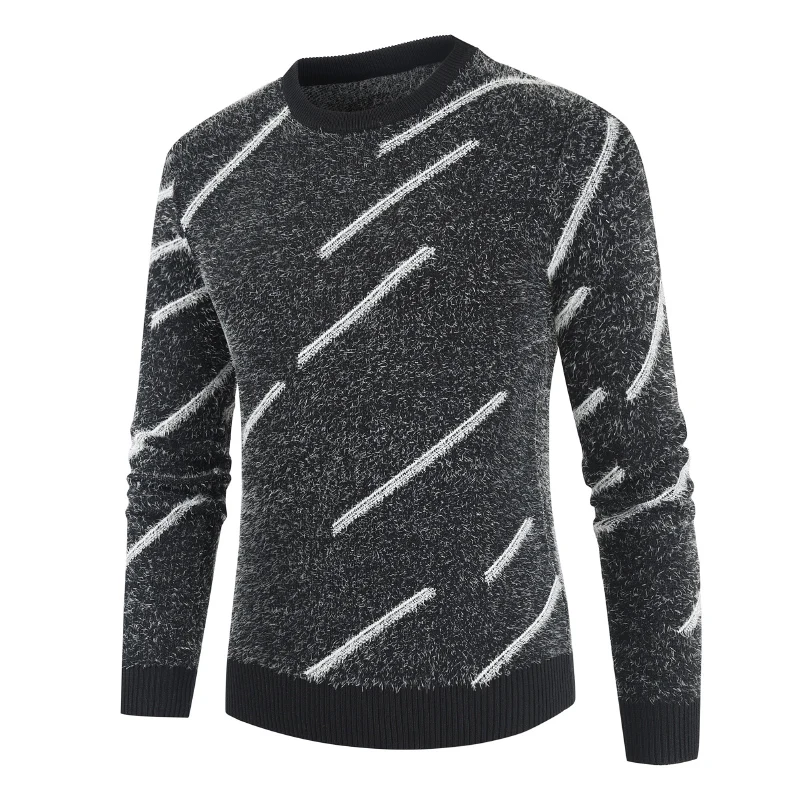 NEGIZBER 2019 Winter Sweater Men Solid Patchwork Striped O-neck Pullover Sweater Men Fashion Thick Warm Wool Sweater Men NEGIZBER 2019 Winter Sweater Men Solid Patchwork Striped O-neck Pullover Sweater Men Fashion Thick Warm Wool Sweater Men