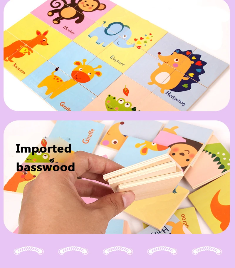 Детская простая деревянная игра-головоломка Babies'intelligence, обучающий пазл, игрушка, животное, транспорт, ферма