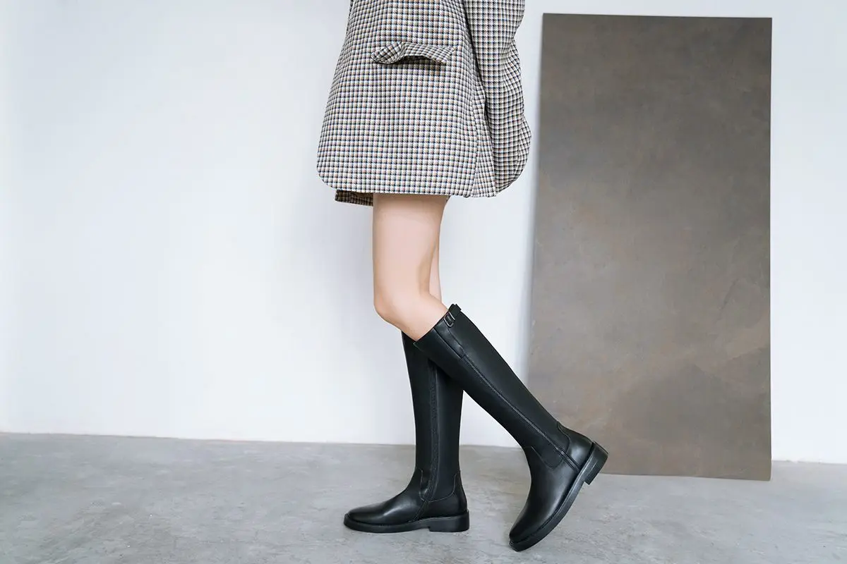 Luxury brand new winter shoes women's riding boots cow leather simple classic knight boots comfortable keep warm knee-high boots