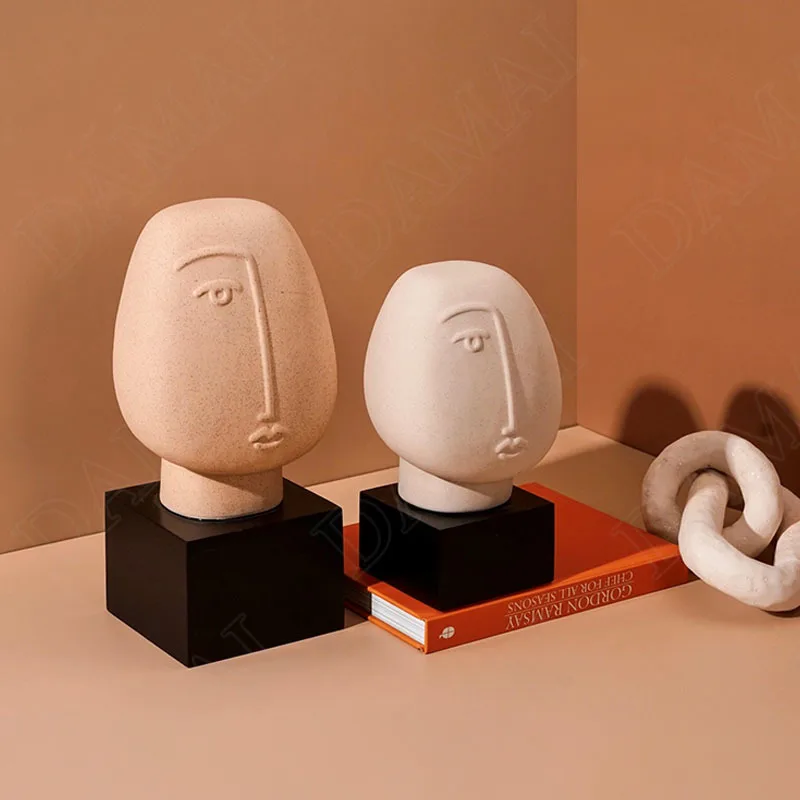 European Ceramic Figurines Creativity Human Face Decorative Coffee