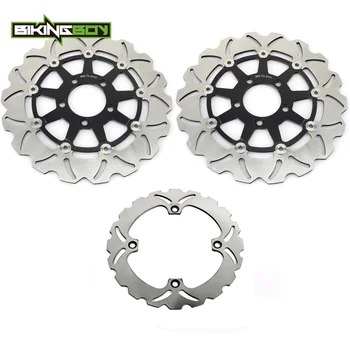 

BIKINGBOY For KAWASAKI KLV 1000 2004 2005 2006 2007 04 05 06 07 Wavy / Round Front Rear Brake Discs Disks Rotors