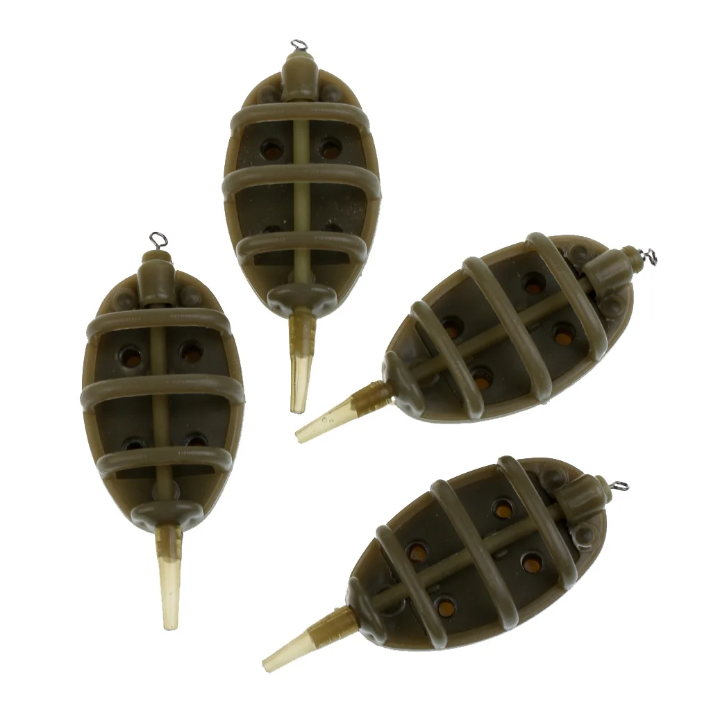 4Pcs/Set Carp Fishing Feeder Set Lead Sinker with Mould Fishing Tackles Mold Set (15g 20g 25g 35g) 