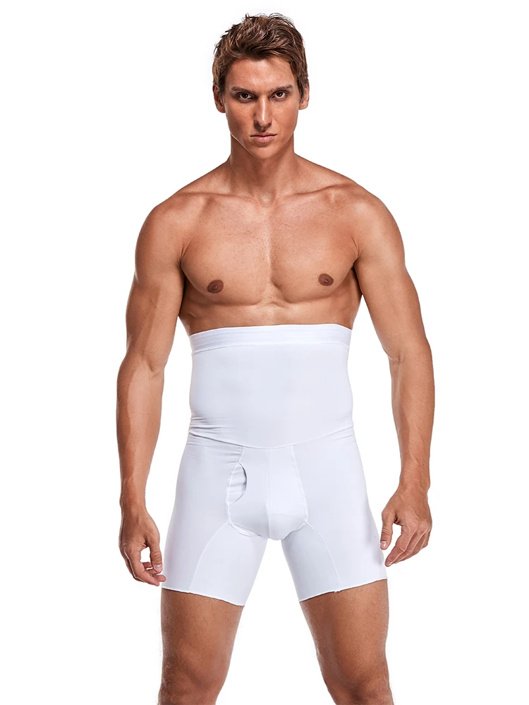 Men's Fitness Tummy Control Shorts High Waist Slimming Compression Underwear Body Shaper Seamless Belly Girdle Boxer Briefs Gym