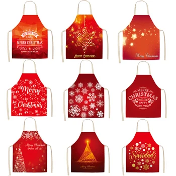 

Santa Claus Christmas Red Aprons Christmas Aprons Printing Home Kitchen Baking Cooking Christmas Party Decor 66x47cm