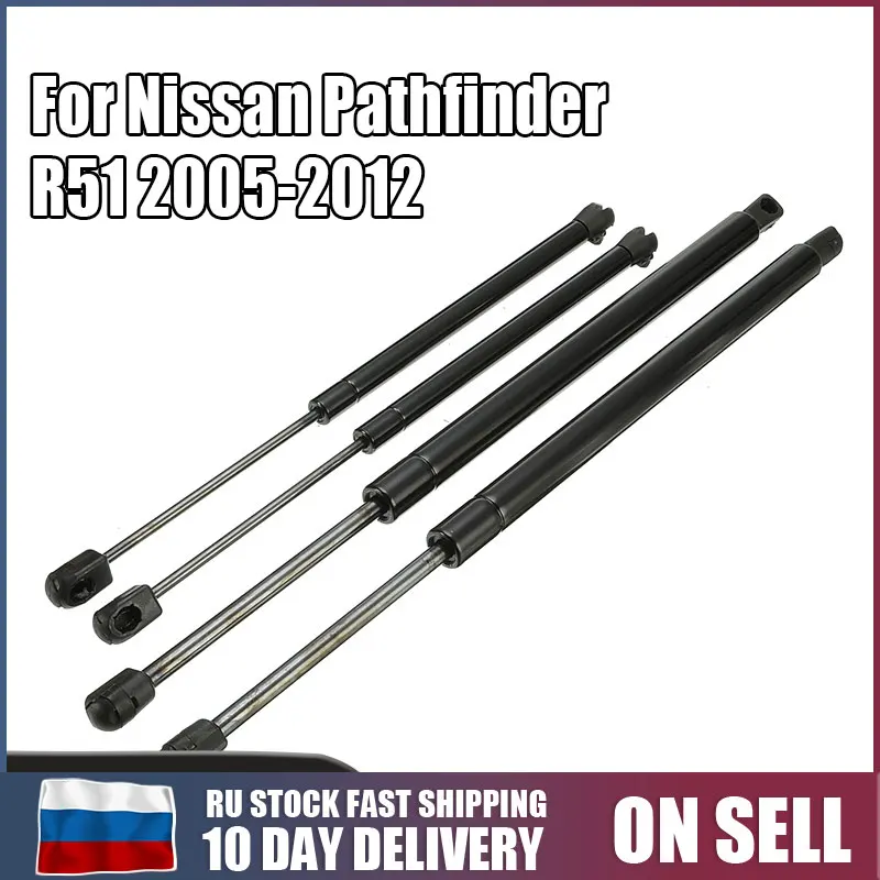 4pcs Rear Window /& Tailgate Boot Gas Spring Struts Support for Nissan Pathfinder R51 2005 2006 2007 2008 2009 2010 2011 2012