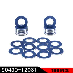 Car Set Of 100 Oil Drain Sump Plug Washers Gasket Hole Auto Replacement Accessories For Toyota OE90430-12031 12mm