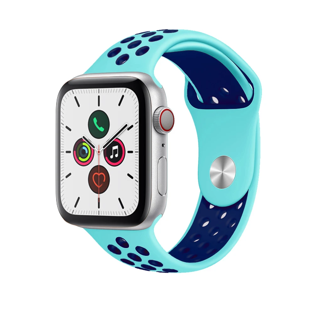 Силиконовый ремешок pulseira для apple watch band 4(iwatch 5) 44 мм 40 мм apple watch 3 2 1 ремешок 42 мм 38 мм - Цвет ремешка: green blue