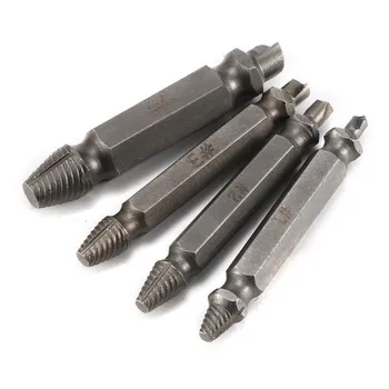 

4 Pcs Screw Extractor Drill Bits Guide Set Broken Damaged Bolt Remover Double Ended Damaged Screw Extractor Compatible Thread