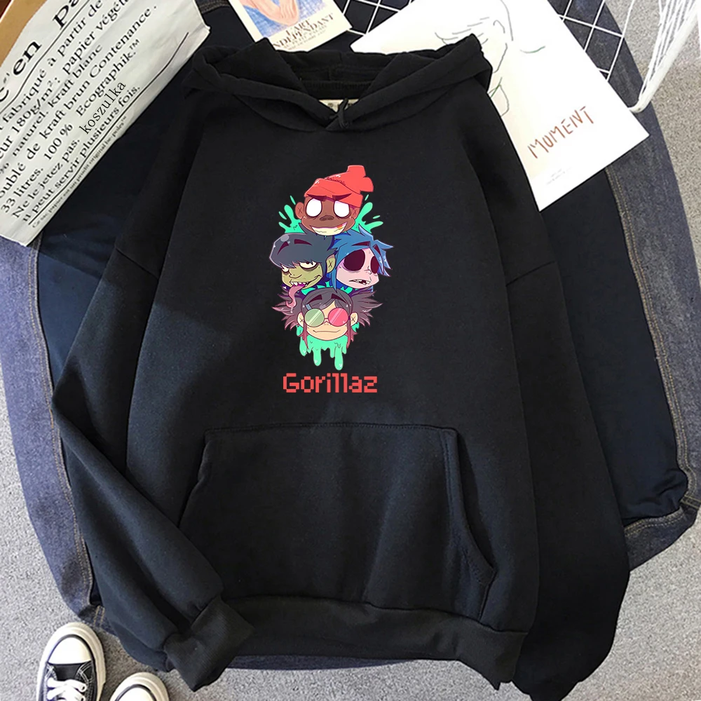 Кавайная зимняя толстовка с капюшоном Gorillaz 2022 топы женская уличная одежда в