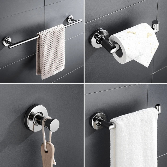 Self-adhesive Silver Bathroom Hardware Accessories Set Stainless Steel  Toilet Paper Holder Towel Bar Hook Bathroom Accessories - AliExpress