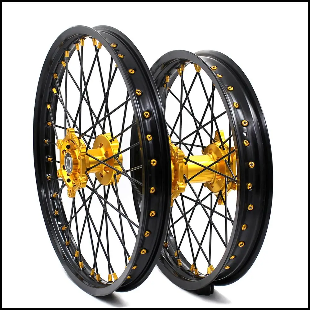 21/18 Мотоцикл обода порванные Enduro колеса Набор для SUZUKI RM125 RM250 1996 2000 золотые соска