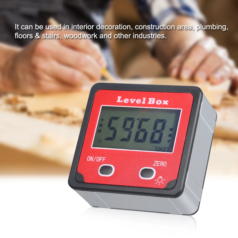 

Digital Display Level Box Angle Gauge Digital Inclinometer Aluminum Alloy Shell Electronic Protractor with Backlight Range