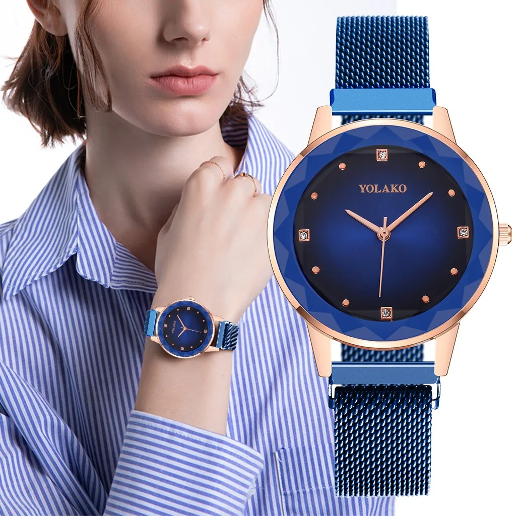 

Fashion Women Sleek Minimalist Calendar Watch Stainless Steel Mesh Belt Women's Quartz Watches montre femme 2019