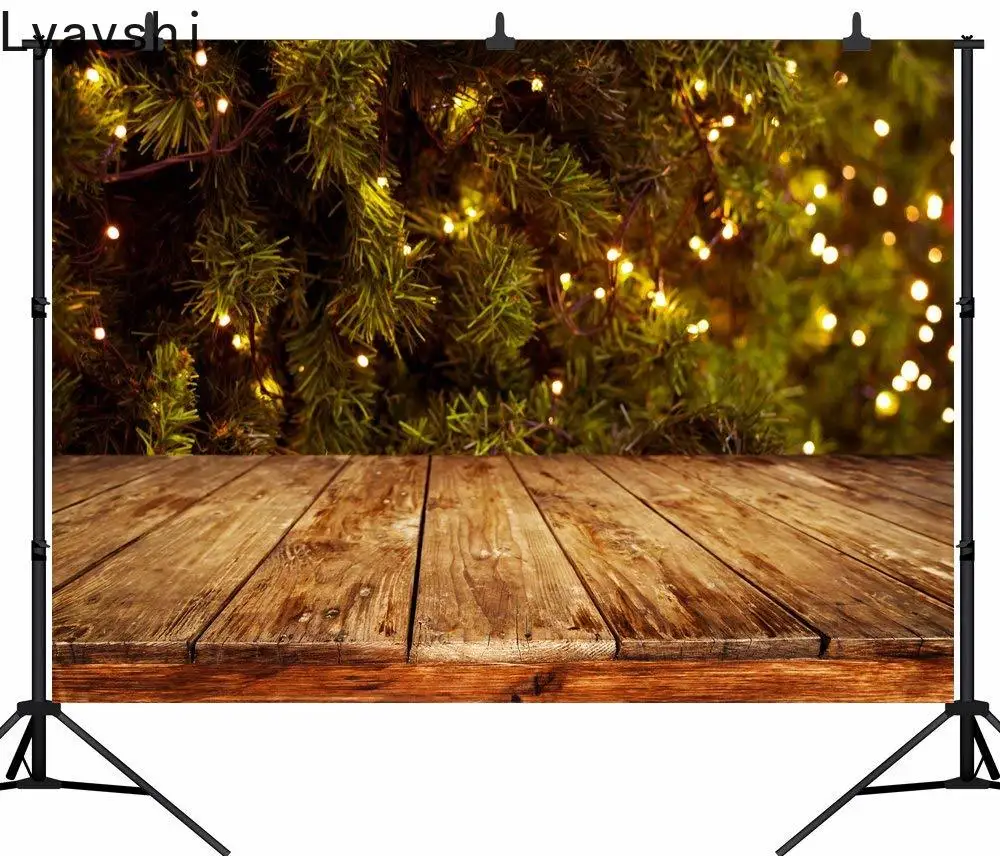 Lyavshi Wooden Board Pine Branch Decor Christmas Photography Backgrounds Customized Photographic Backdrops For Photo Studio | Электроника