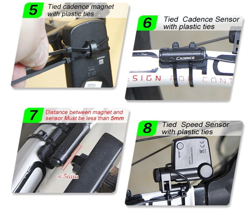 8 Wireless Bicycle Computer Bike Odometer Speedometer LCD Display 3 in 1 Cycling Computer Speed Cadence Heart Rate Monitor Sensor