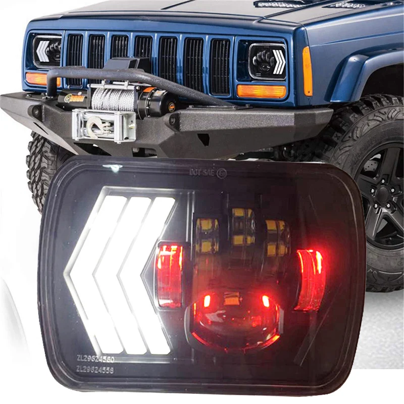 2 шт. 55 Вт 7X6 &quot5X7&quot светодиодный Фар Halo DRL для 86-95 Jeep Wrangler YJ 84-01 Cherokee XJ Ангельские