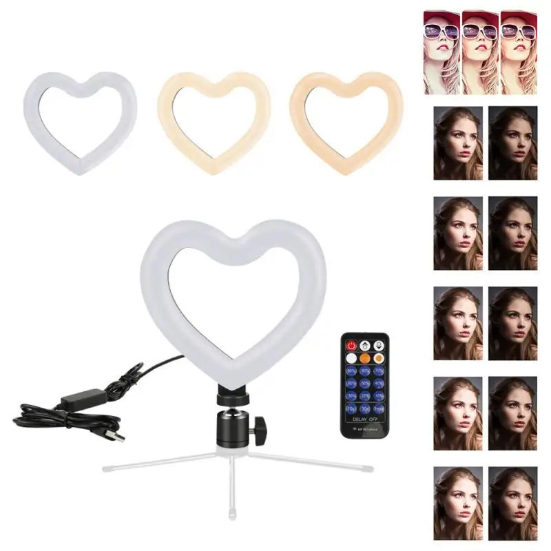 6 Polegada em forma de coração pode ser escurecido led selfie anel luz usb selfie anel luzes lâmpada para fotografia ringlight para celular estúdio
