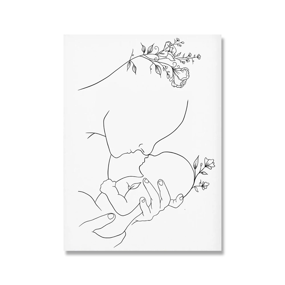 Mother-and-Baby-Child-Art-Line-Drawing-Posters-Abstract-Minimalist-Wall-Art-Canvas-Print-Painting-Nursery (5)