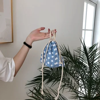 

Polka Dot Drawstring Bags College Style Women Cosmetic Makeup Bags