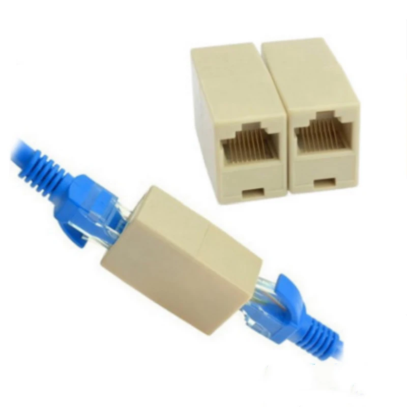 Computer Cables RJ45 Cat5 8P8C Universal Socket Connector Coupler for Extension Broadband Ethernet Network LAN Cable Joiner Extender Plug Cable Length: 10PCS
