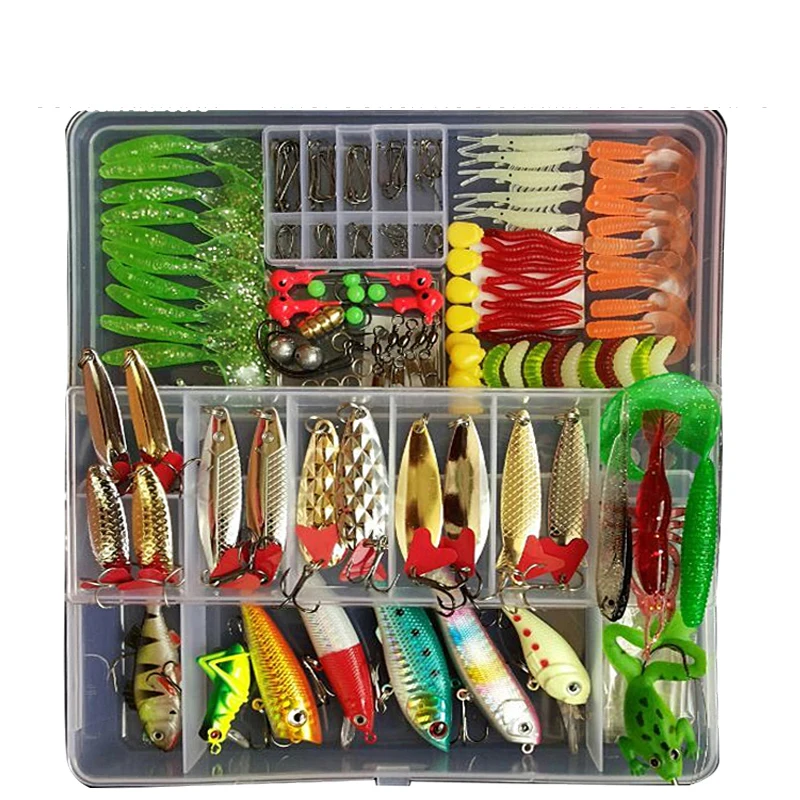 Full Kit Fishing Lures Set Mixed Hard Plastic Wobblers Metal Jig Spoons Soft Lure Silicone Bait Fishing Tackle Accessories Pesca
