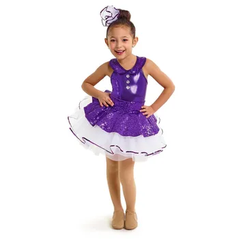 

2019 New Style Girls Purple Velvet Tutu dancewear dress for girl Stage Performance skirt