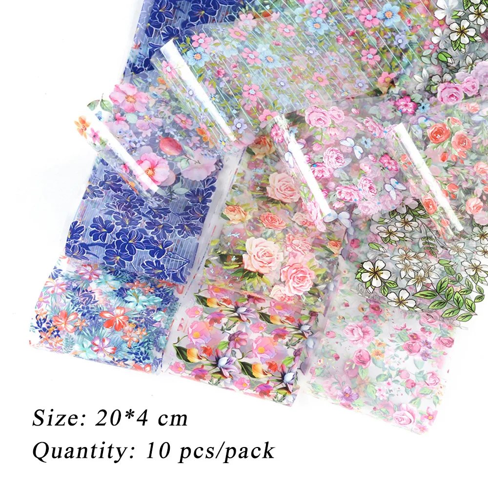

10 pcs Nail Art Decoration Star Sticker Cardboard Starry Sky Sticker Colorful Laser Transfer Paper Butterfly Flower 10 Styles