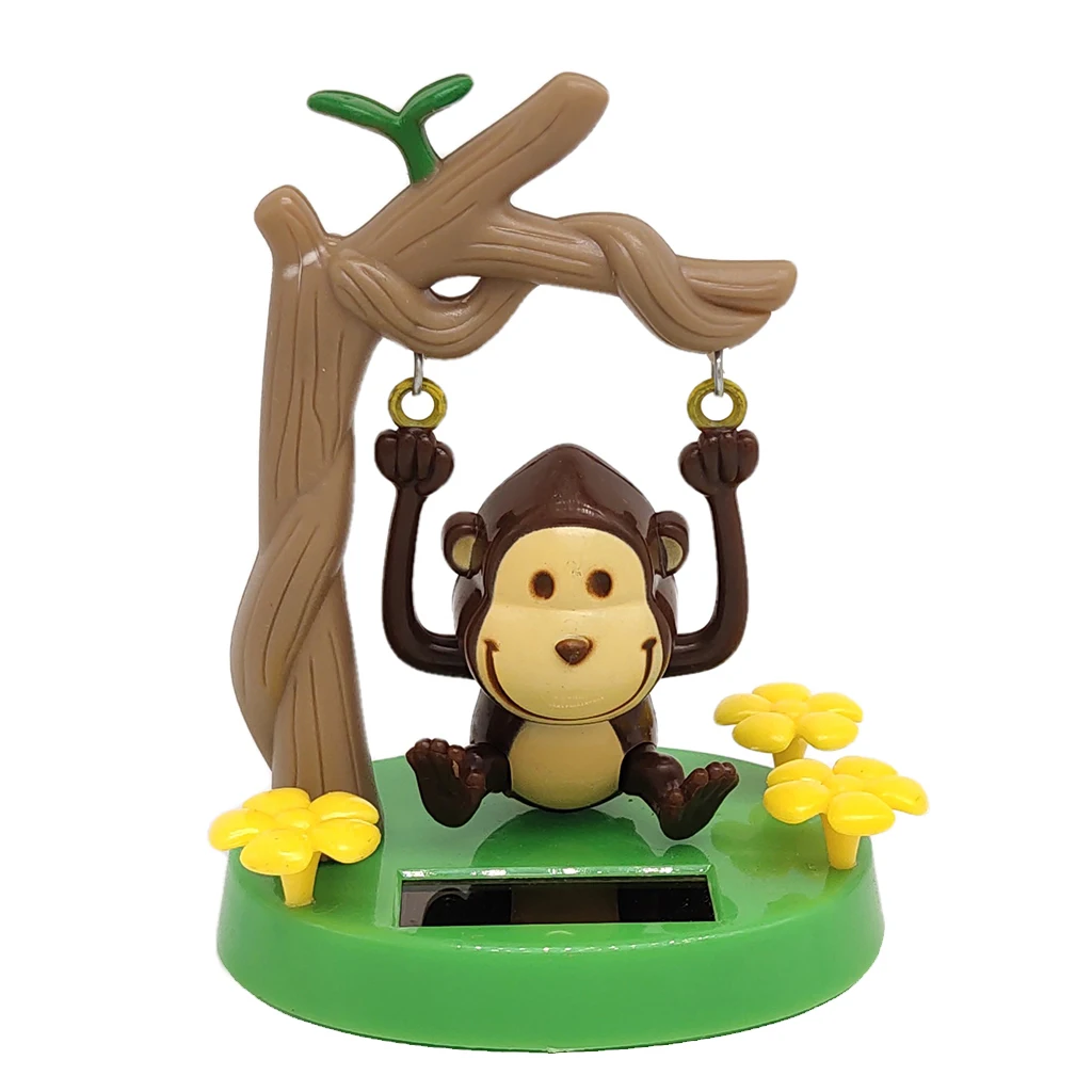 Solar Powered Dancer Monkey Toy Shaking Head Cartoon Doll Kids Toy Car Decor