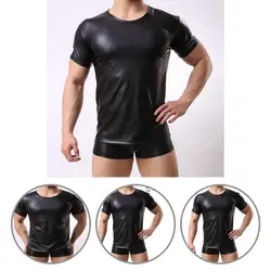Fantástico clube vestir traje molhado olhar t elástico masculino topo masculino club wear traje